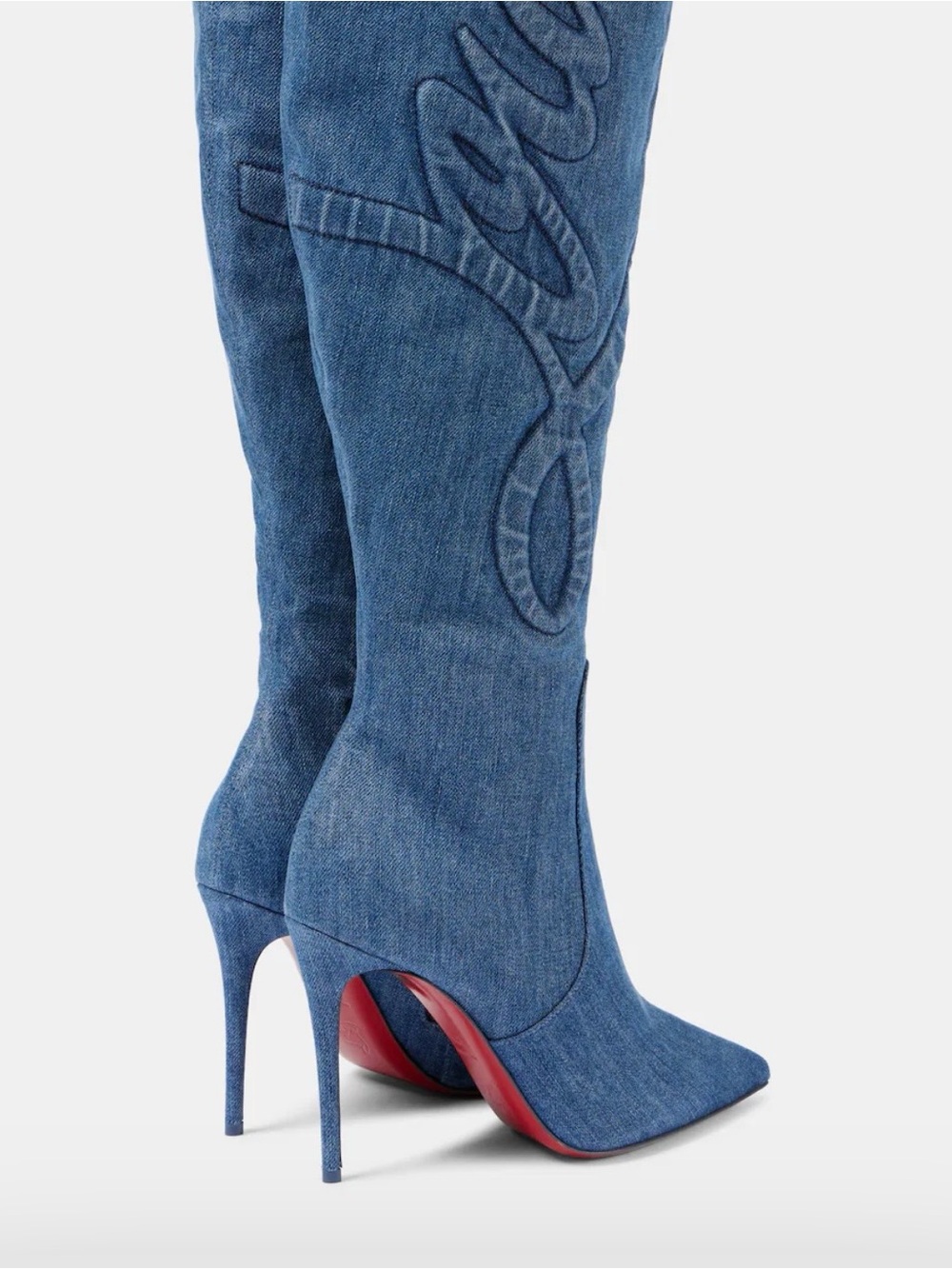 Christian Louboutin Blue Denim Over-the-Knee Stiletto Boots